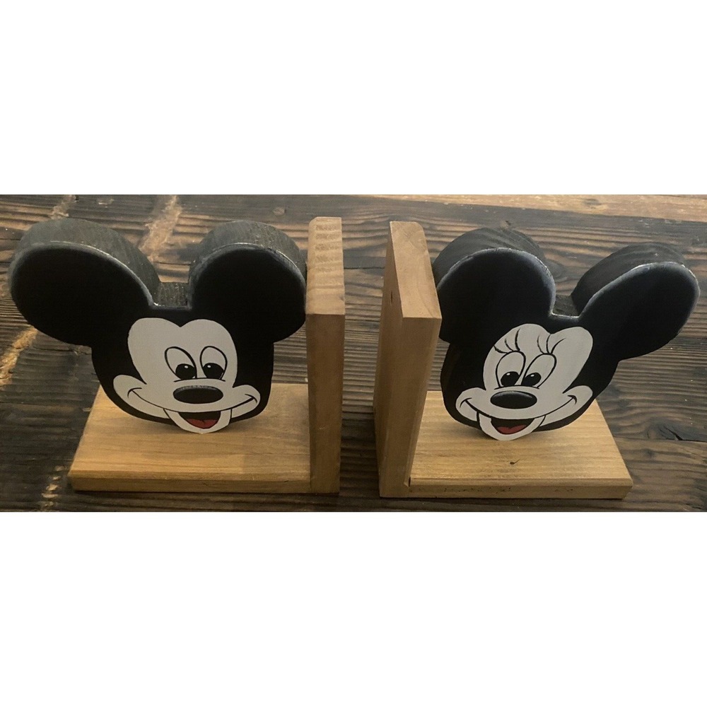 Disney‎ Mickey and Minnie Mouse Wooden Bookends